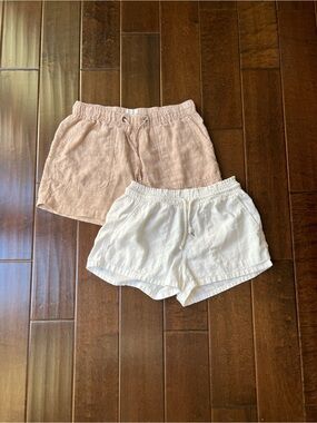 Love Tree Linen-Blend Athletic Shorts in Blush and Cream (2-Pack)